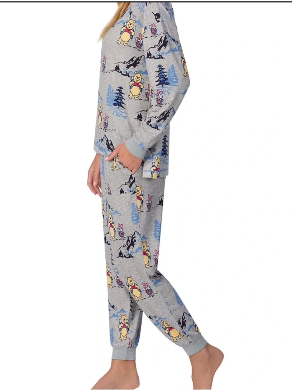 Disney Winnie the Pooh Pajama Set Adult M Cozy Mountain Print Lounge Set - Picture 8 of 8